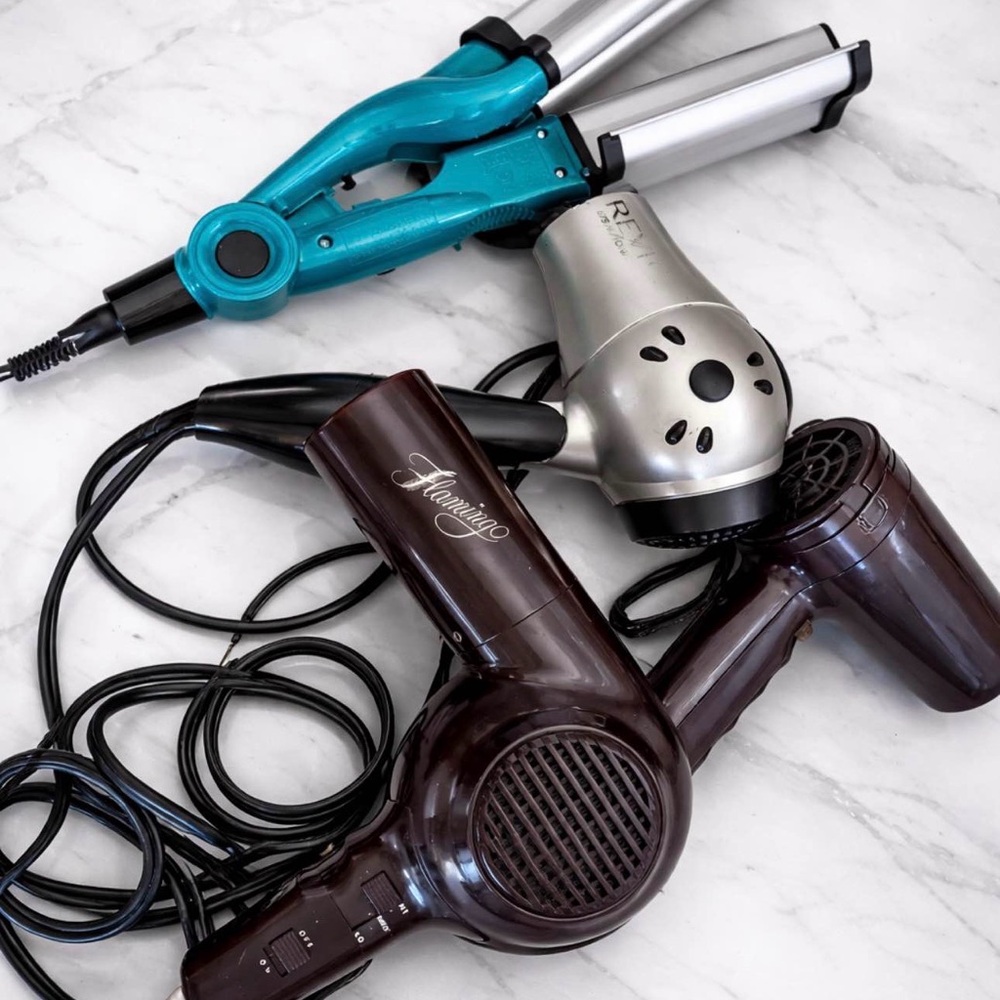Hair Dryer Bundle with Teal Triple Barrel Curling Iron